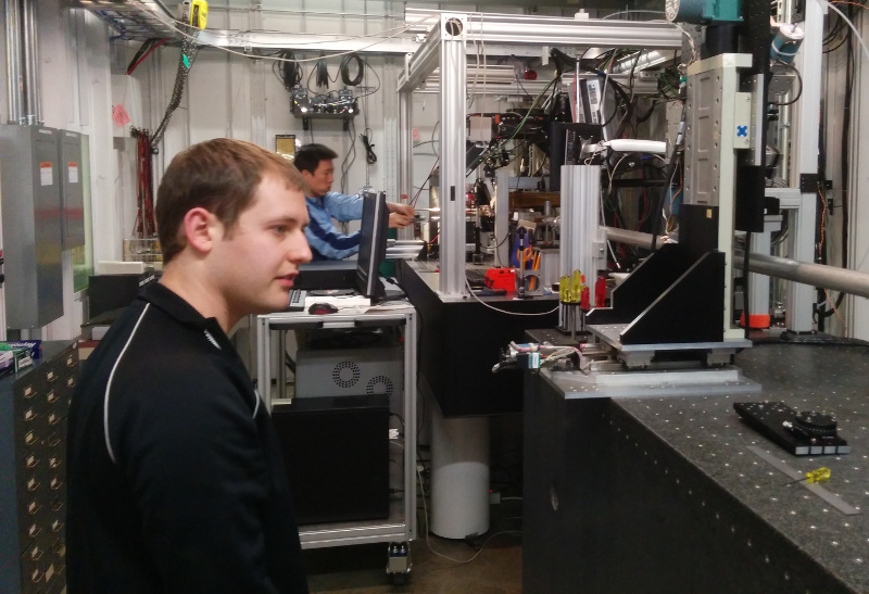 Brian in the hutch at Argonne